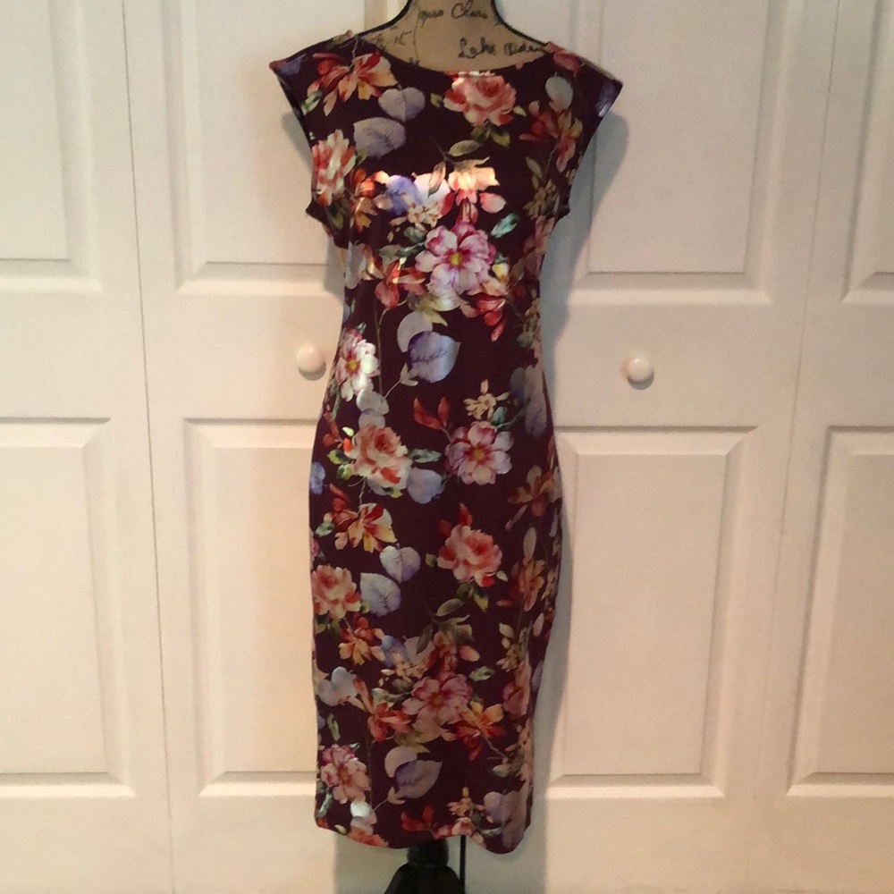 NY&C foil floral scuba midi dress
